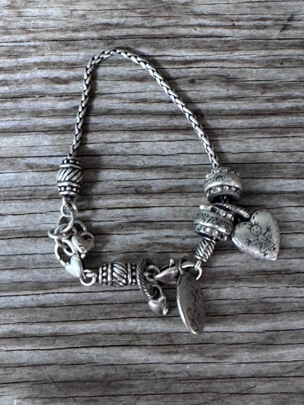 Brighton Style Charm Bracelet Faith Heart Beads Silver Tone European Chain - Picture 4 of 5